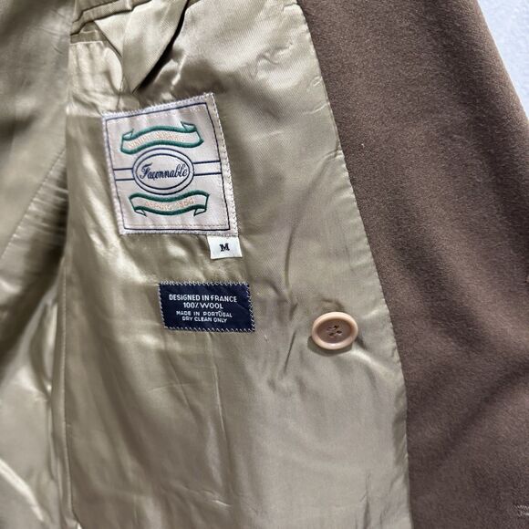 Vintage Faconnable Mens Brown Double Breasted Wool Sport Jacket Suit Size M - Picture 5 of 8